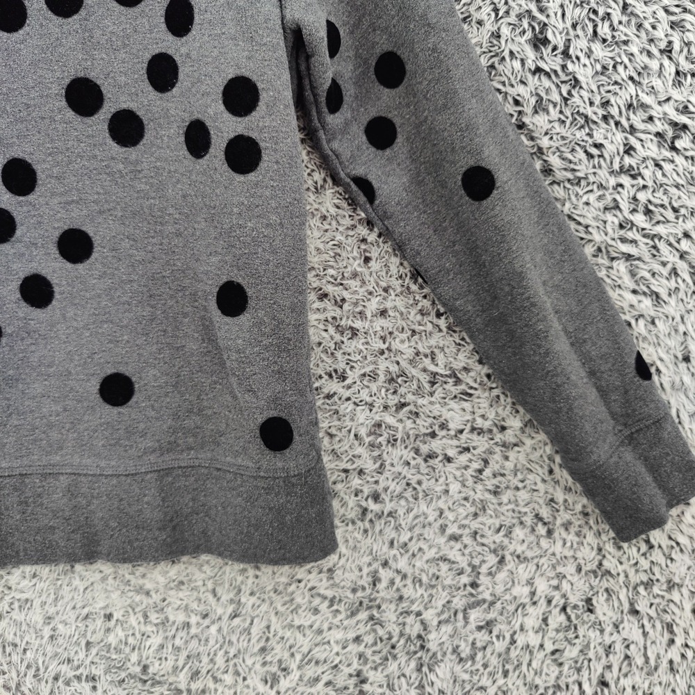 Boden Womens Preppy Whimsical Sweatshirt S Gray Black Flocked Polka Dot Pullover - Picture 8 of 16
